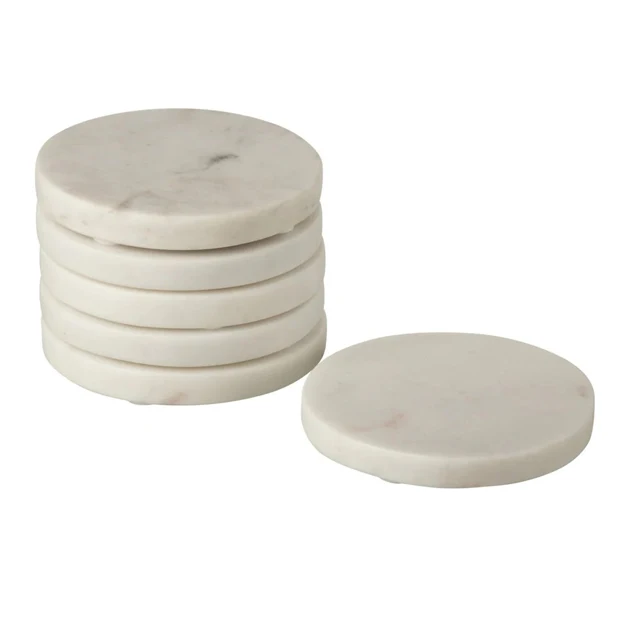 Best Seller White Marble and Wood Coaster set in Round Square Hexagon Durable Coffee Tea Coasters for Sale