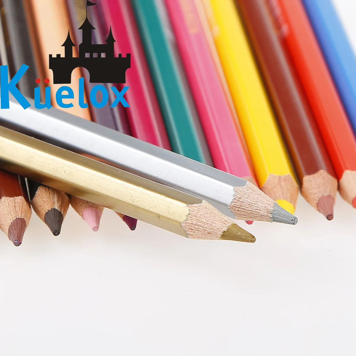 Kuelox 8812 12/24/36/48 colors water soluble colored pencils with triangle metal tube for coloring school art supplies