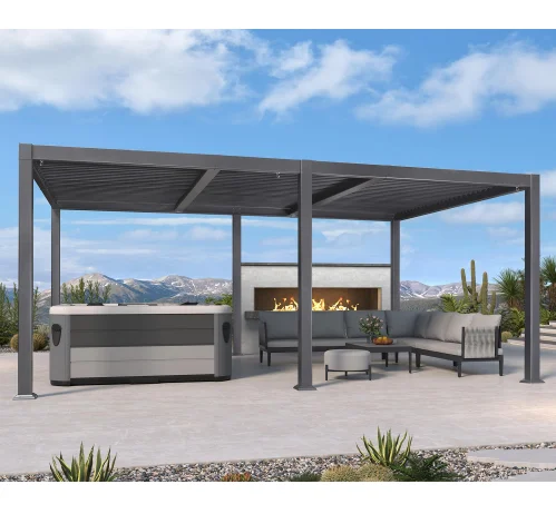 3*6*H2.4 m Outdoor Retractable Pergola with Canopy Patio Metal Shelter for Garden Porch Beach Pavilion Grill Gazebo Modern Yard