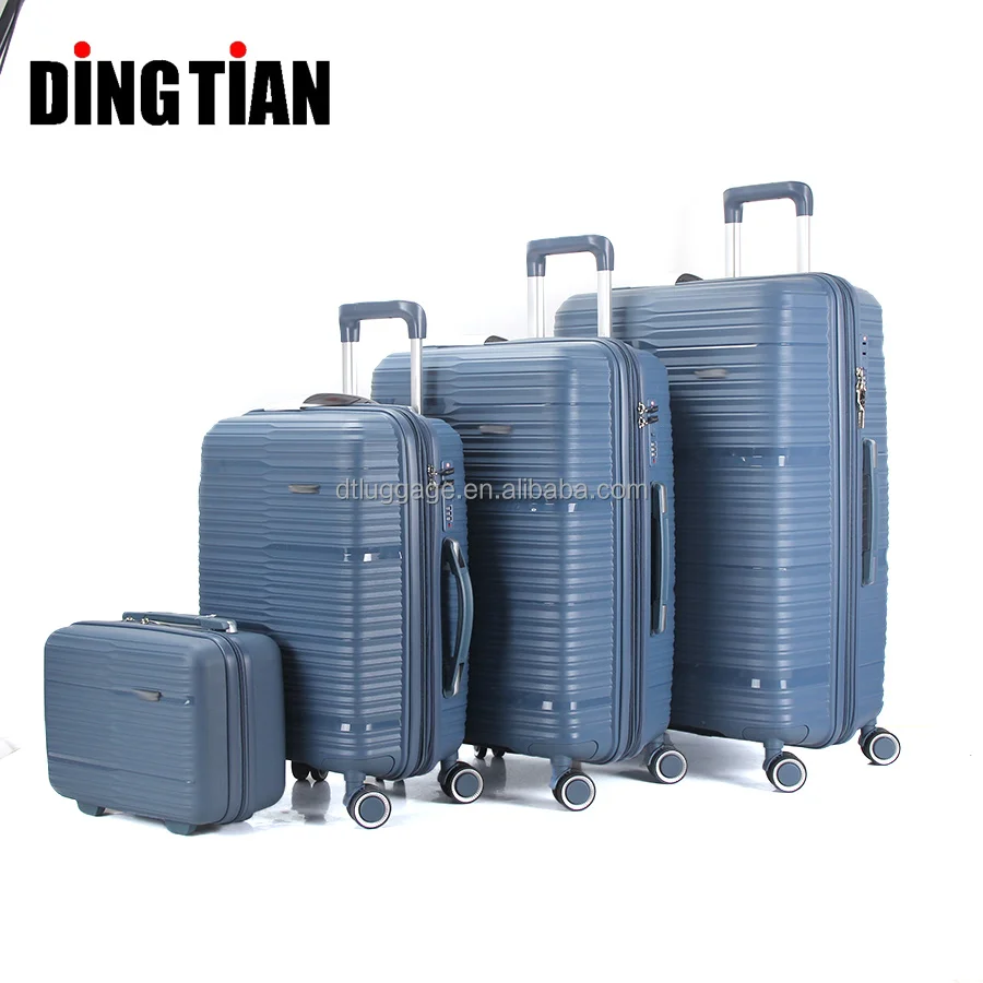Mumbai Market unbreakable  Hard-Sided Polypropylene Luggage Set of 4 pcs PP  Trolley Bags with Beauty case