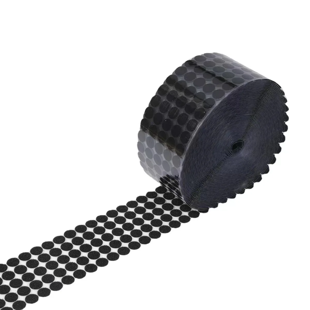 Die cut customized black and white hook and loop, circular dot adhesive hook and loop, square strong adhesive hook and loop