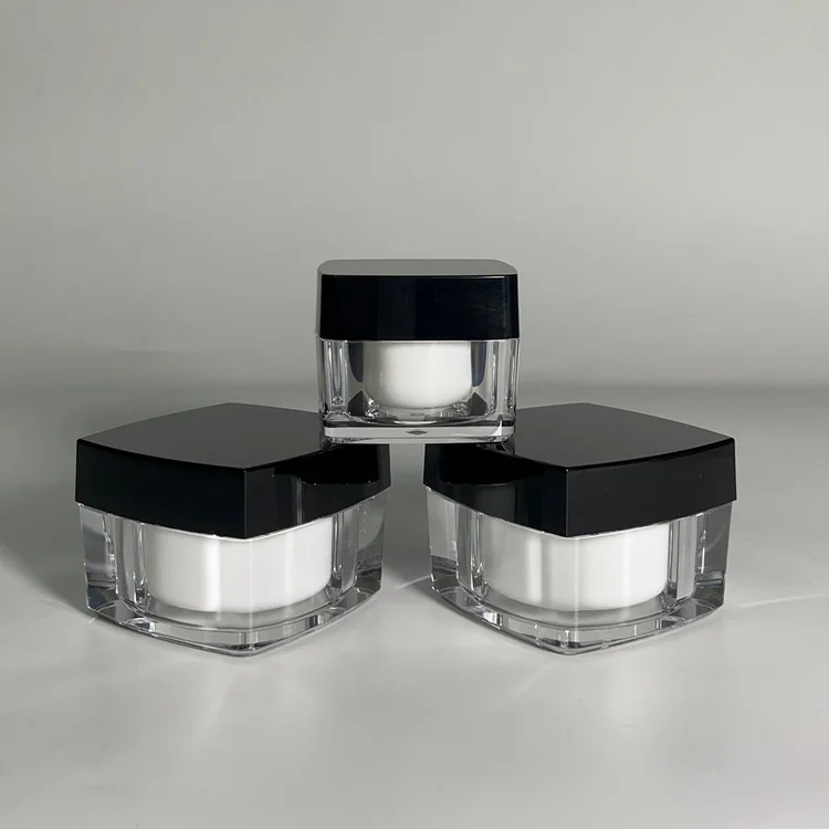 Luxury set square Acrylic jar cosmetic packaging