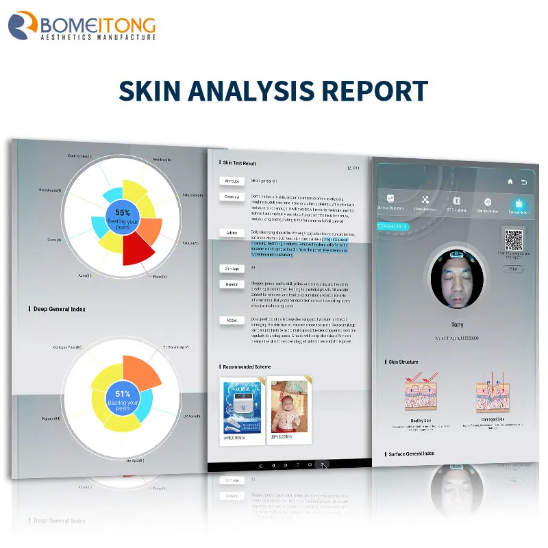 3D UV Beauty Face 2022 portable mirror ultrasound skin analyzer machine facial