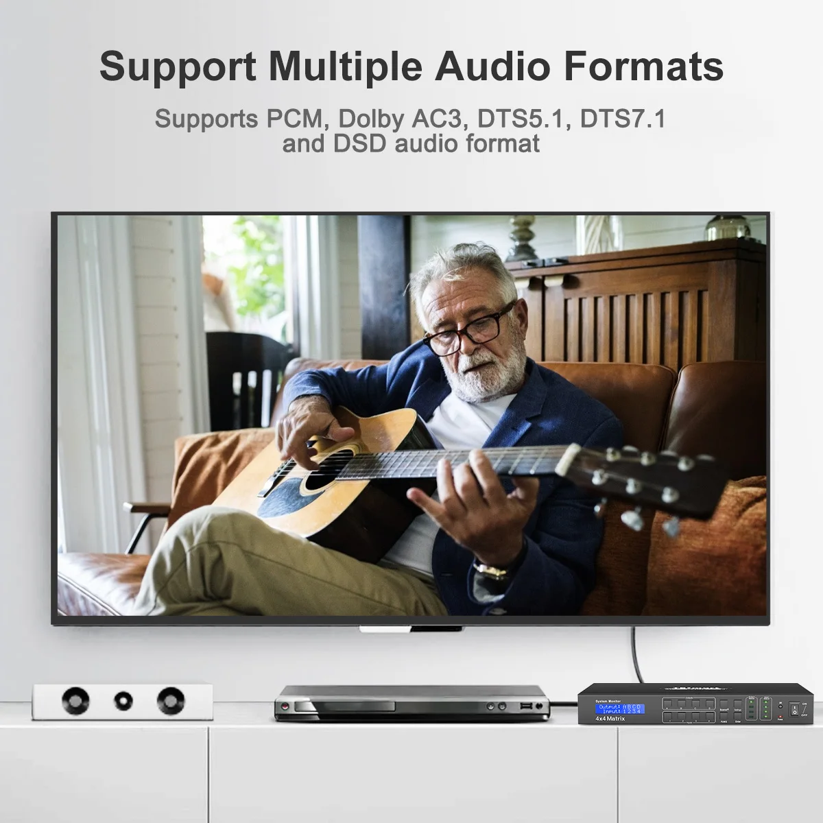 TESmart 4x4 HDMI Matrix HDCP 4 Port LAN  with IR Remote Control 4K@30Hz  Matrix Switcher