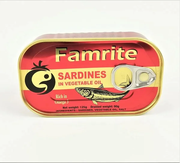Canned Sardines in Vegetable Oil and Mackerel in Tomato Sauce Canned Seafood / Wholesale 155g Canned Sardines