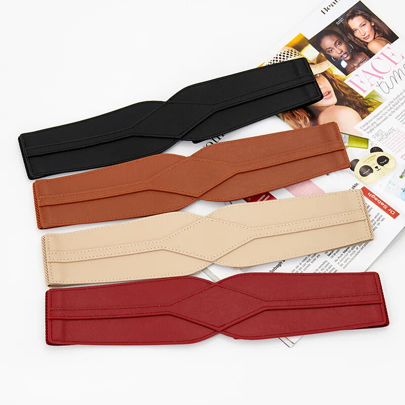 Women Female Wide Elastic Stretch Waist Belt Black Corset Snap Girdle Cummerbunds Belt For Coat Shirts Dress Fashion Accessories