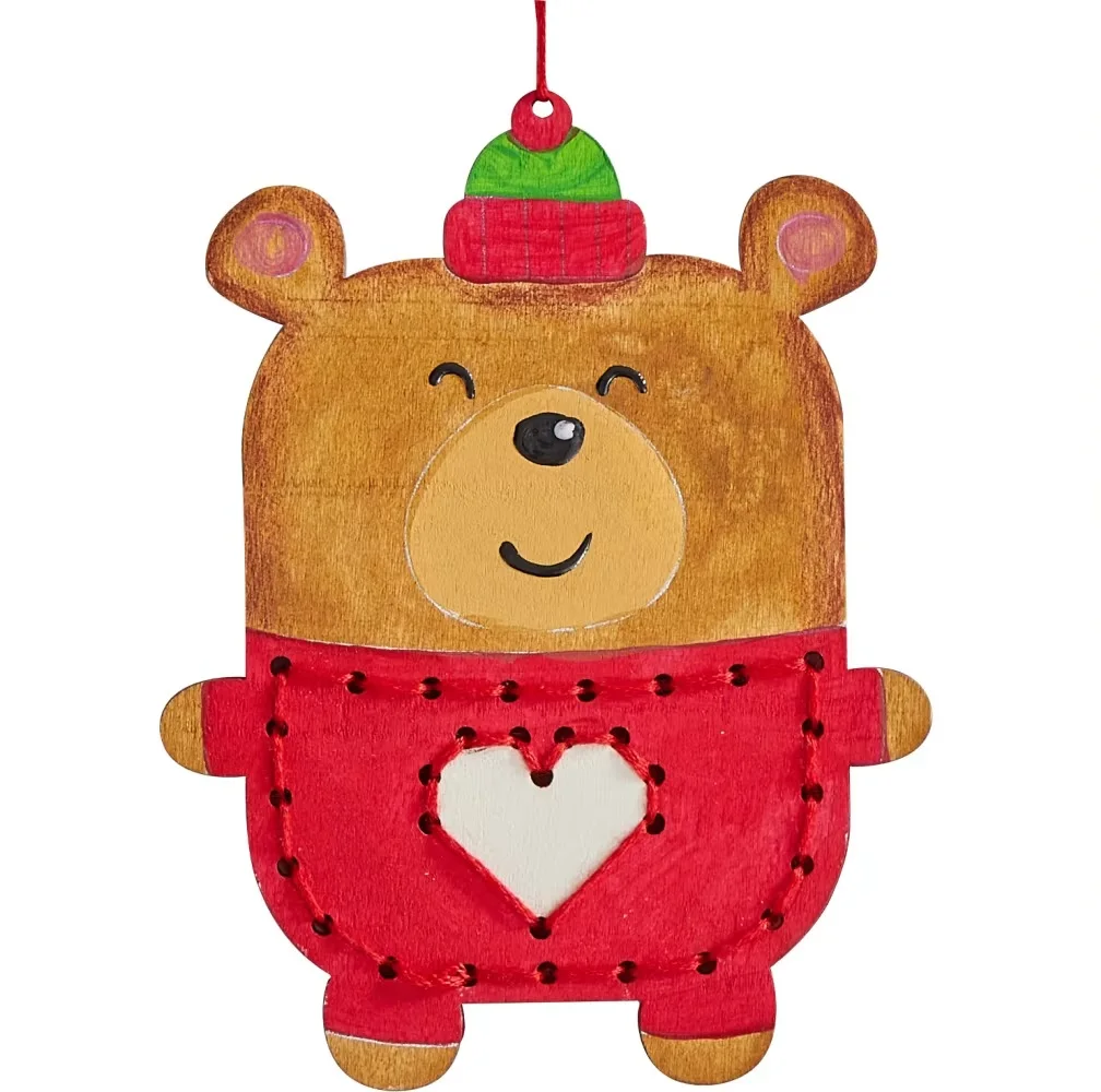 Hot selling items Top Quality Wooden Embroidery Charm Christmas Teddy DIY Toys Educational Toys