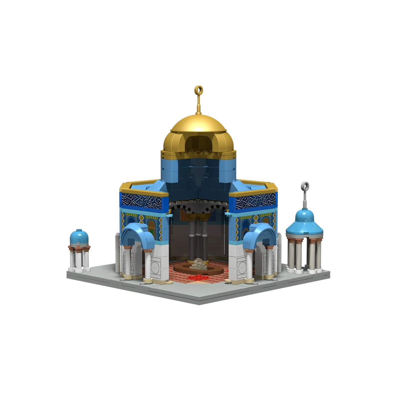 Wholesale Safe Interactive 587 Color-Rich Pieces Educational Kids Building Block Toy TAKVA Kids Dome of The Rock Masjid Al-Aqsa