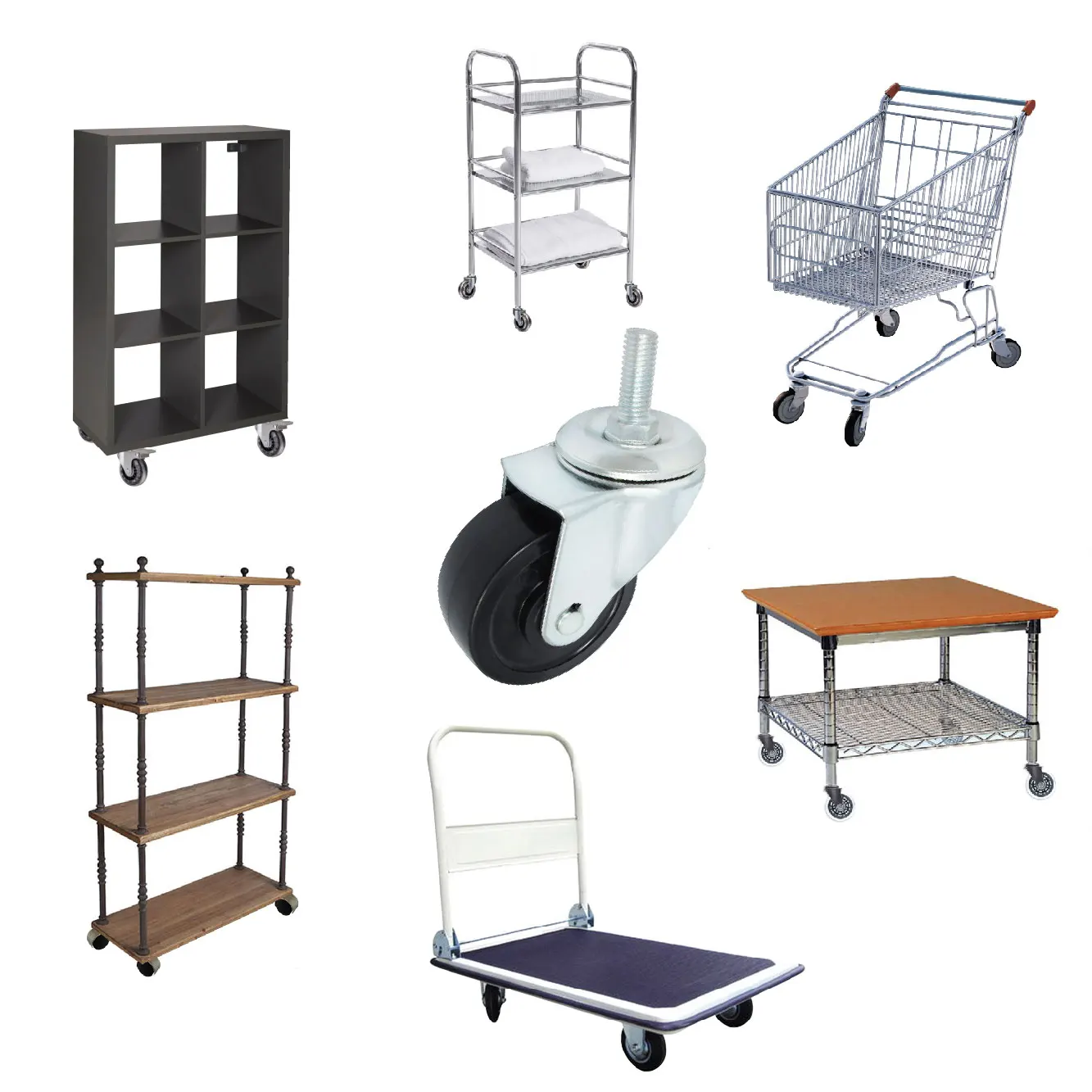 Threaded Screw Mounting Roller Wheel 2.5 Inch Dia With Zinc Coating