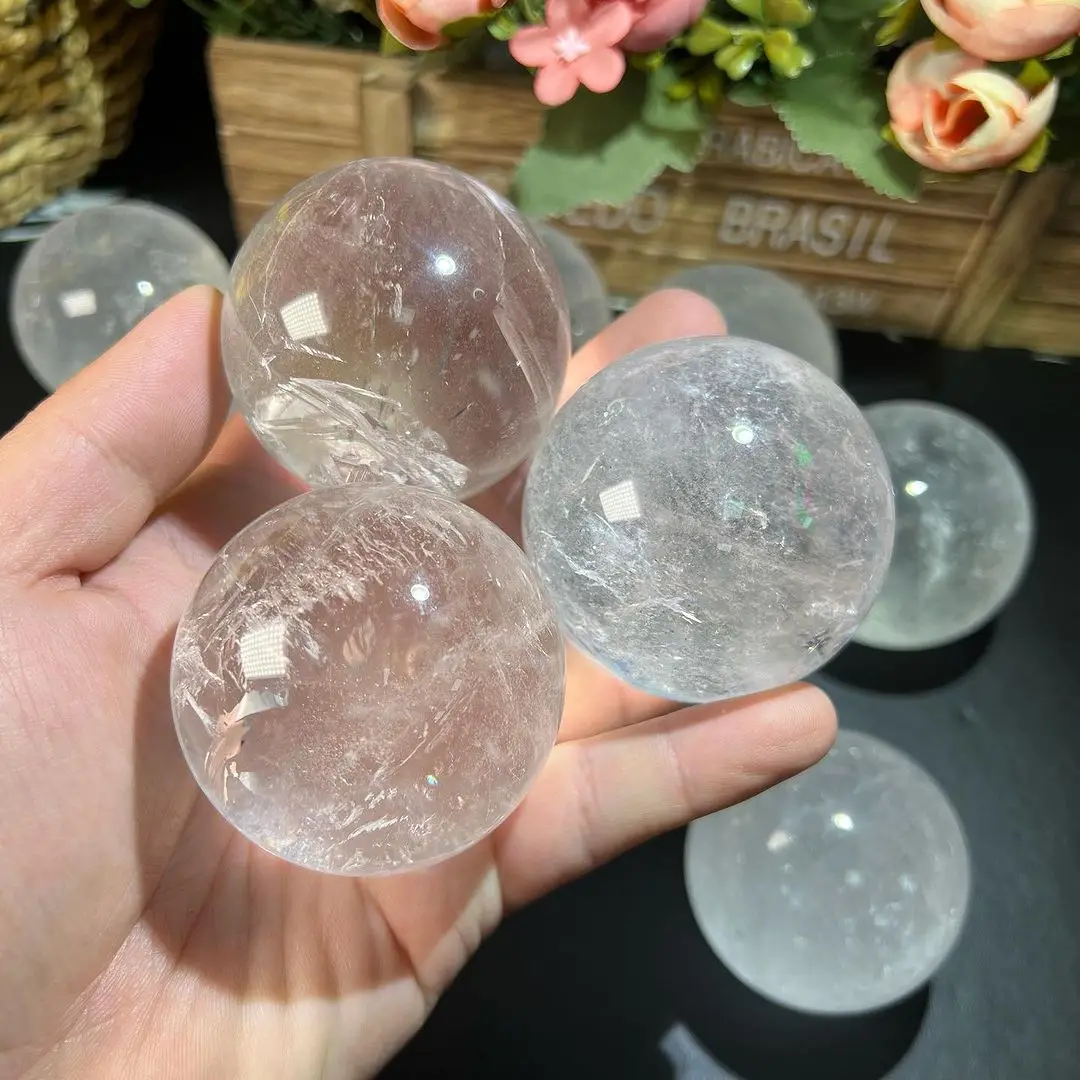 Hot Sale Healing Clear Quartz Sphere Semi Precious Gemstone Crafts Polished Clear Quartz Balls Healing Quartz Crystal Ball