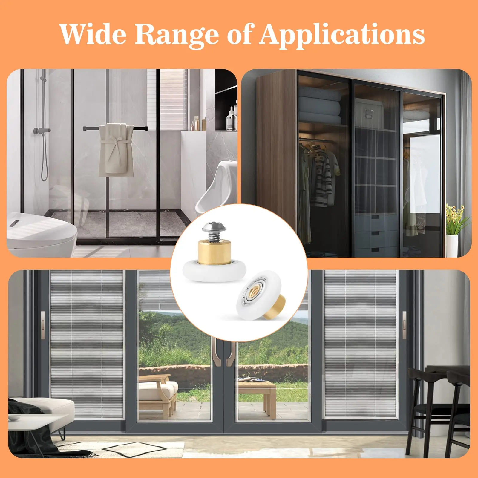 Hydrorelax Shower door roller replacement bathroom tray glass sliding door pulley strong load bearing capacity super silent