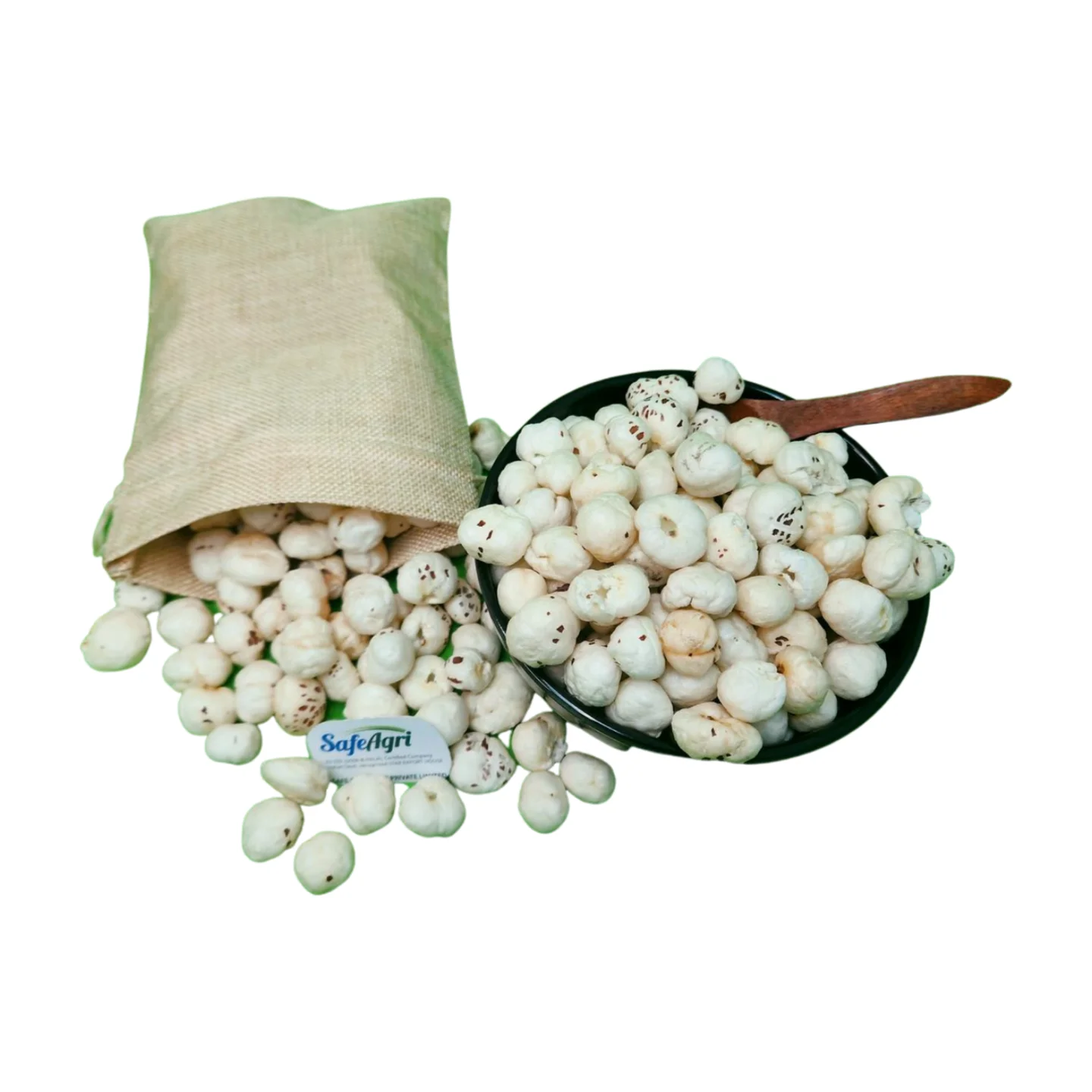 Premium quality Makhana made by roasting the lotus seeds in a pan or oven until they are crisp and crunchy eaten with salt peppe