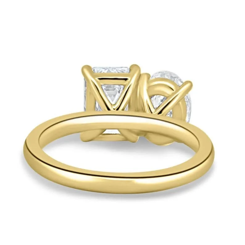 Toi Et Moi Ring Oval And Emerald Cut Moissanite Two Stone Ring You And Me Fancy Cut Moissanite Wedding Ring