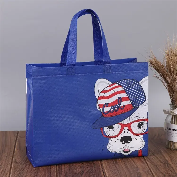 No Moq Advertising Bag Metallic Laminated Pp Non Woven Shopping Bag Gold Non Woven Packaging Tote Bag