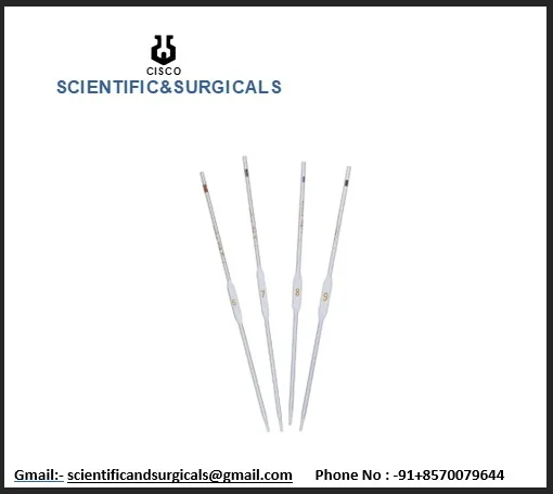 Long Durable Laboratory Borosilicate Glass Volumetric Pipettes Class a Pipette in Various Size 1ml to 100ml for Science Lab