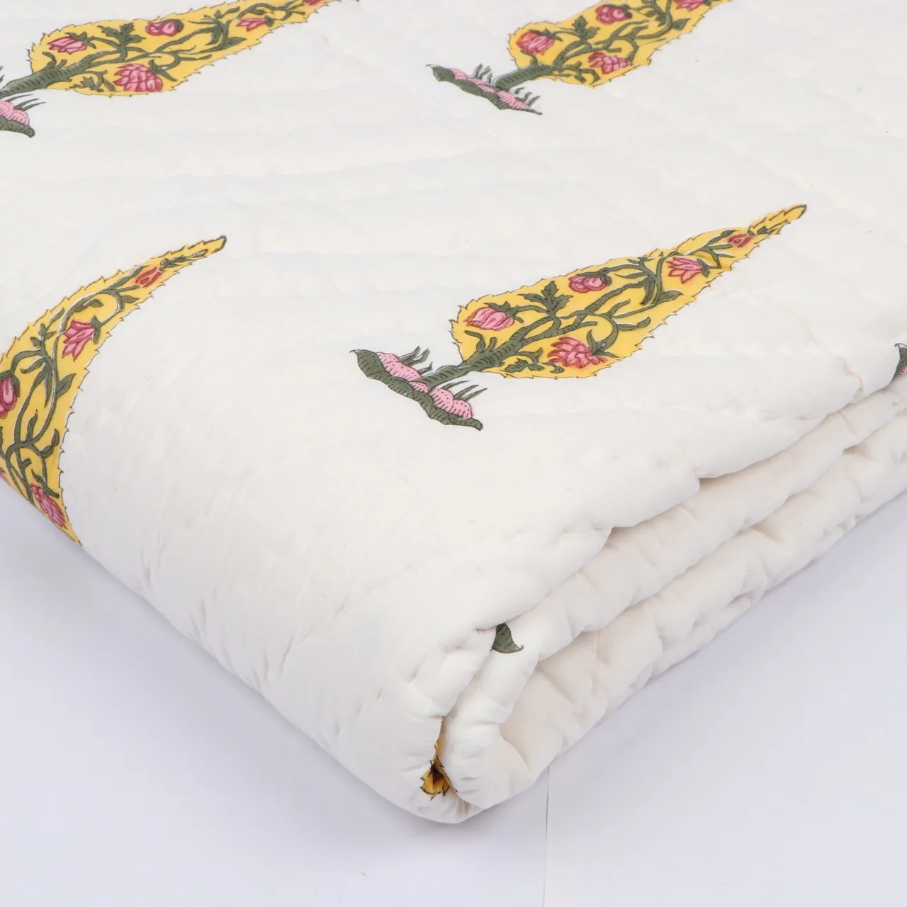 Indian Wholesale Hand Block Print Cotton Kantha Quilt Queen Size Customized Wholesale Block Floral Printed Kantha Quilts