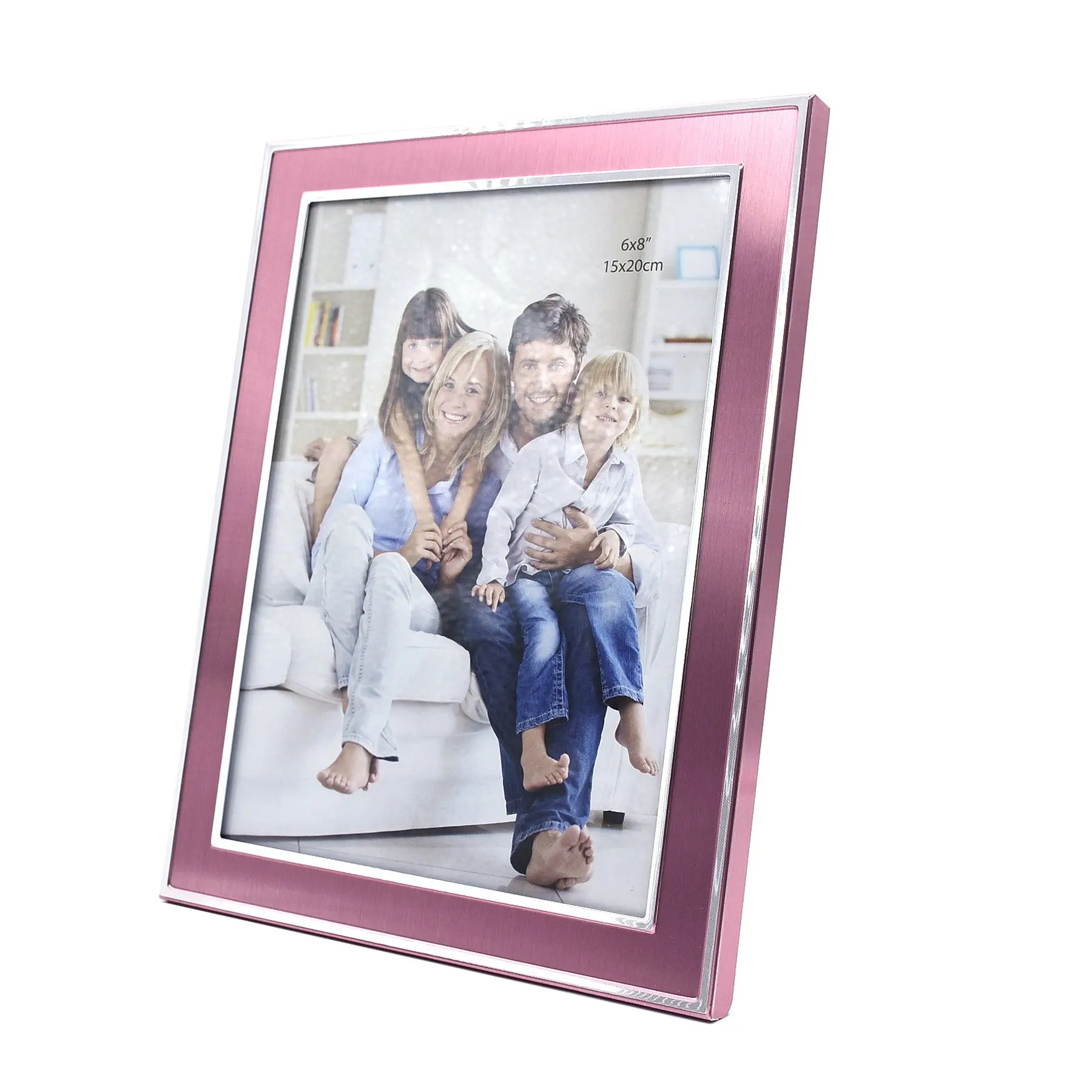 10mm Thickness GM Photo Display Top Rectangular Aluminium New Home Decor Modern 5R Pink Metal Frame With Silver Lining