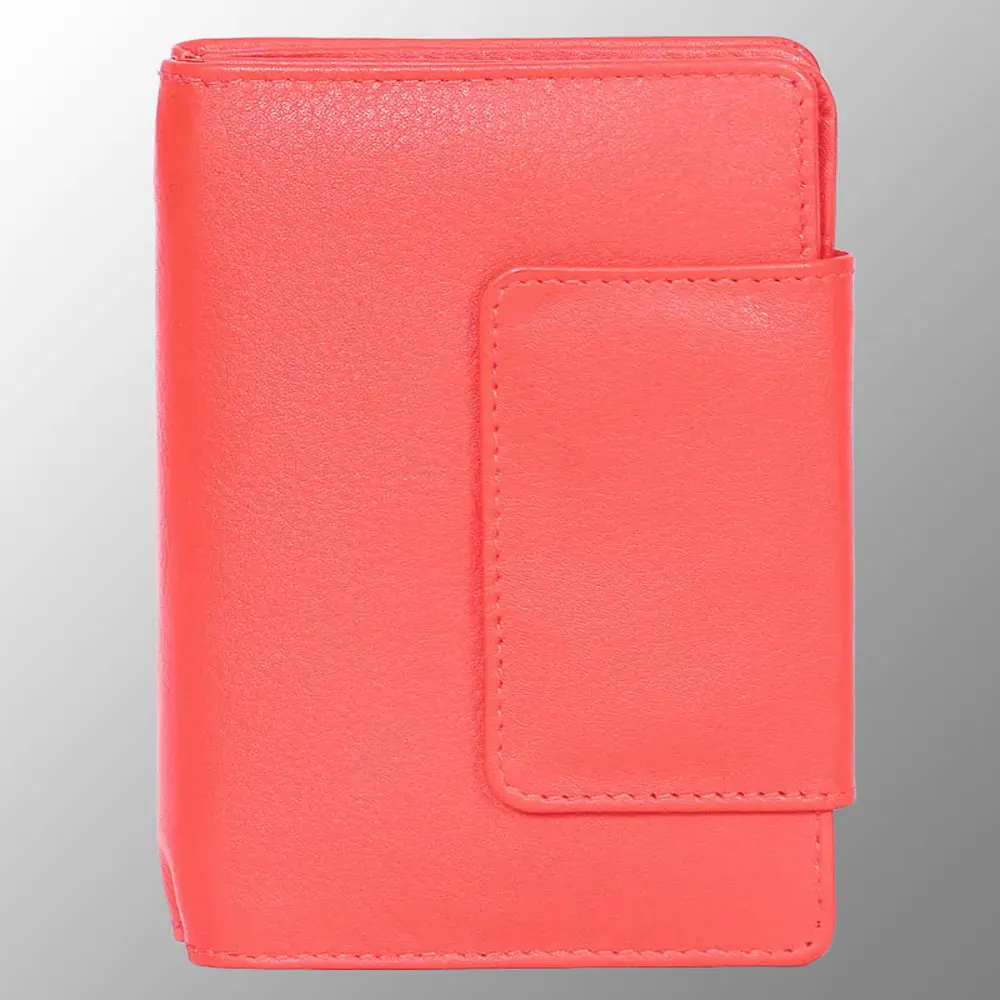 Real Leather Purse Cow Valentin Nappa Leather Women Long Red Purse 1pc/poly Bag Custom Logo Emboss snap button net window
