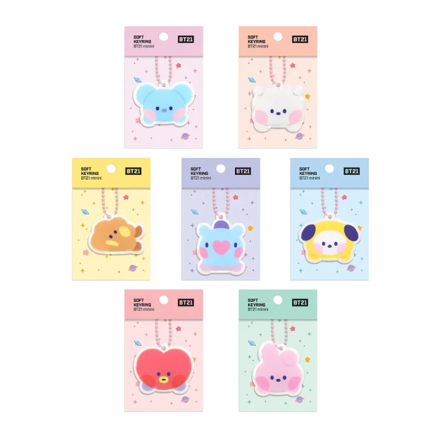BTS BT21 minini Character Soft Keyrings Keychain  Soft Handy Fancy Trendy Fashion Practical kpop Goods Bag Custom Ring Metal
