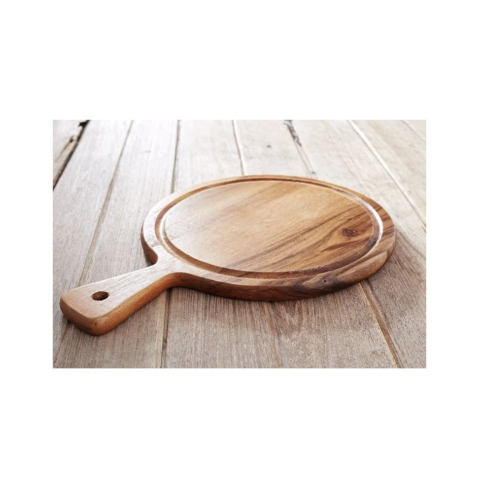 Upcoming Product wood Serving tray with handle wood paddle board pizza plate mango wood cutting board at low price