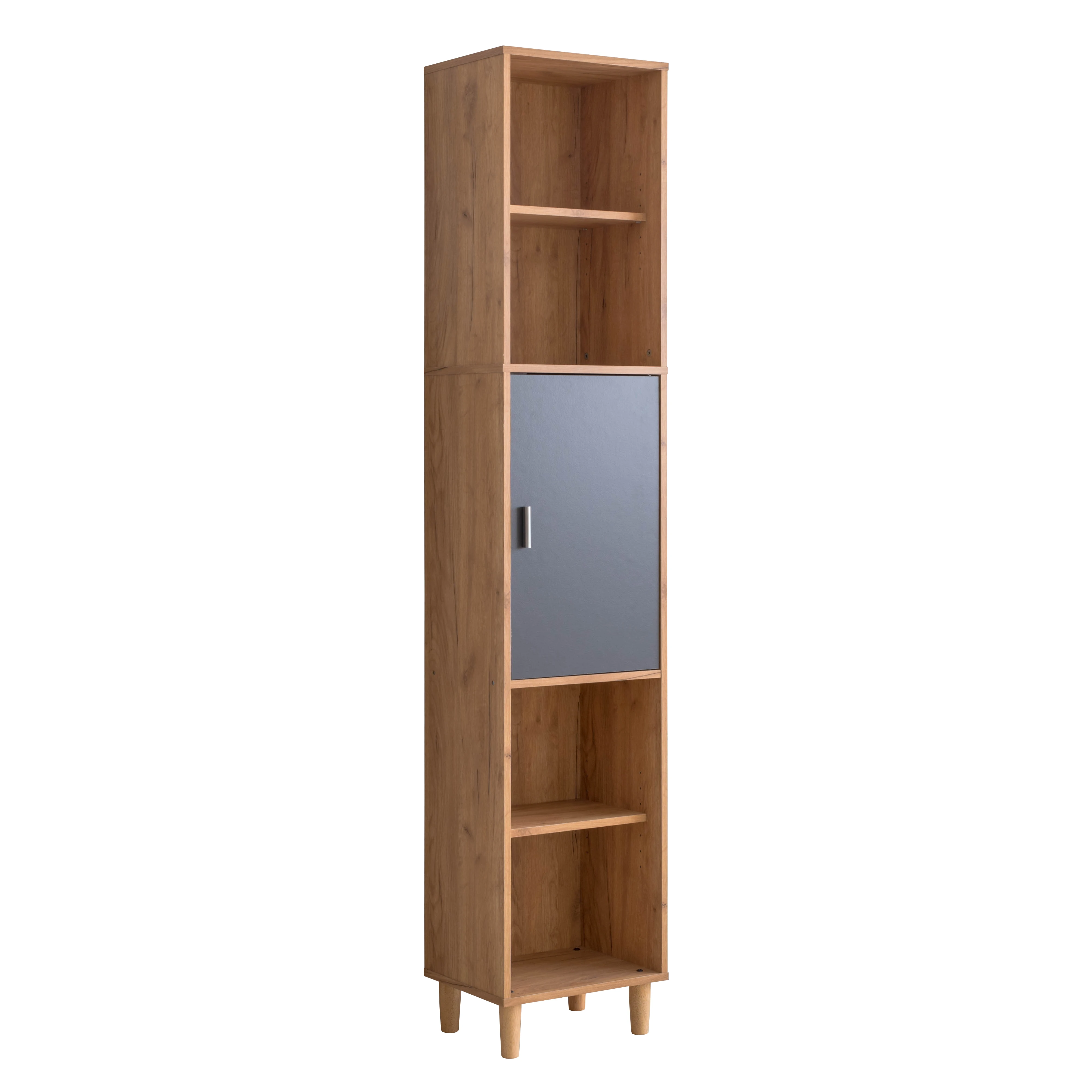 New Design 5 Tier Tall Bookshelf with 1 Door  Display Storage Bookcase
