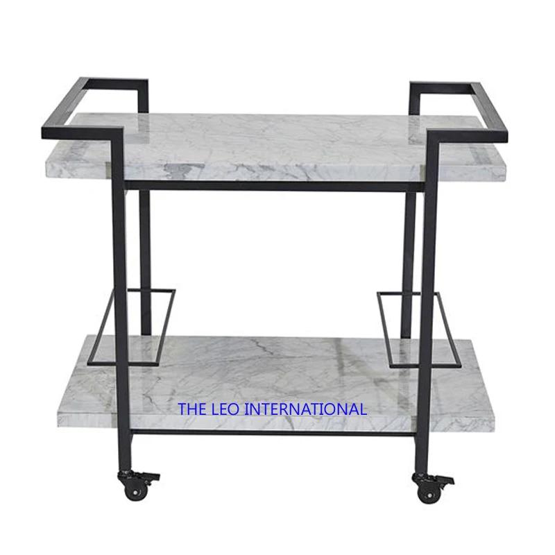 metal European Classic hotel furniture cart Trolley Dining Cart Luxury Bar 2-Floor Trolley