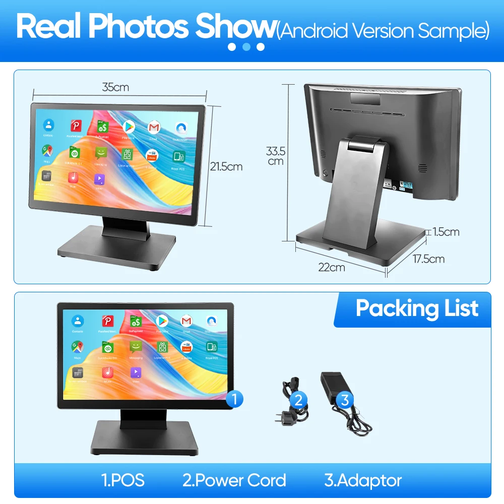FYJ F2-6 15.6' Cash Register POS Terminal Machine Android Windows All-in-One Dual Touch Screen Retail POS For Hotel Business