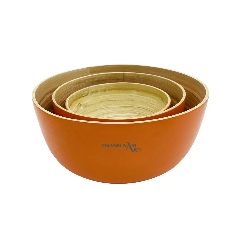 Natural bamboo fiber noodles bowls Health Reusable Custom Round bamboo bowl best seller from Vietnam 2023