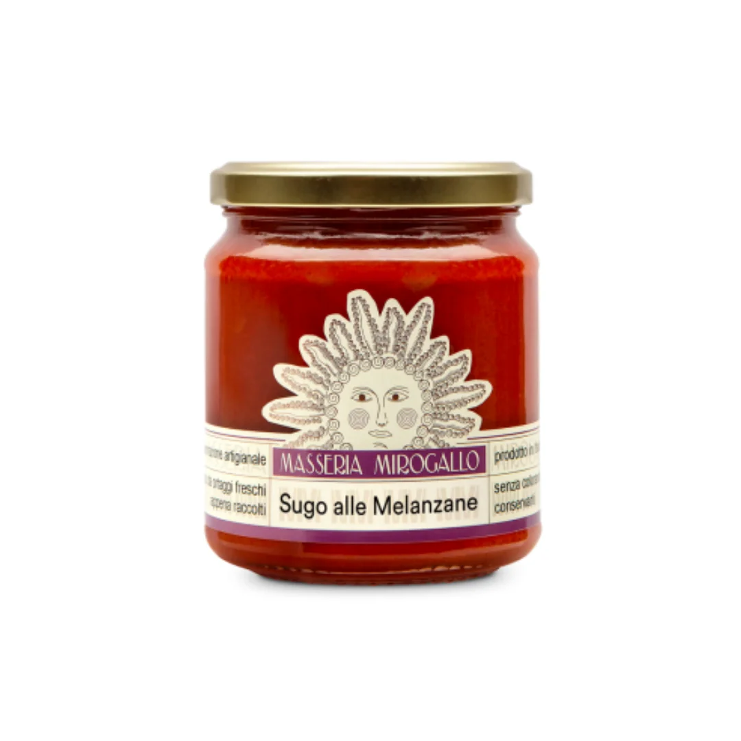 Organic Italian High Quality Ready-to-Use Tomato and Eggplant Sauce 280g Preservative-Free in Glass Bottle