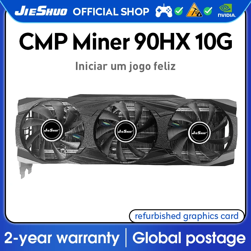 Графическая карта JIESHUO Cmp 90HX 10 ГБ 320bit GDDR6X PC 90 HX 10G GPU для компьютера видеокарты NVIDIA CMP 30HX 40HX