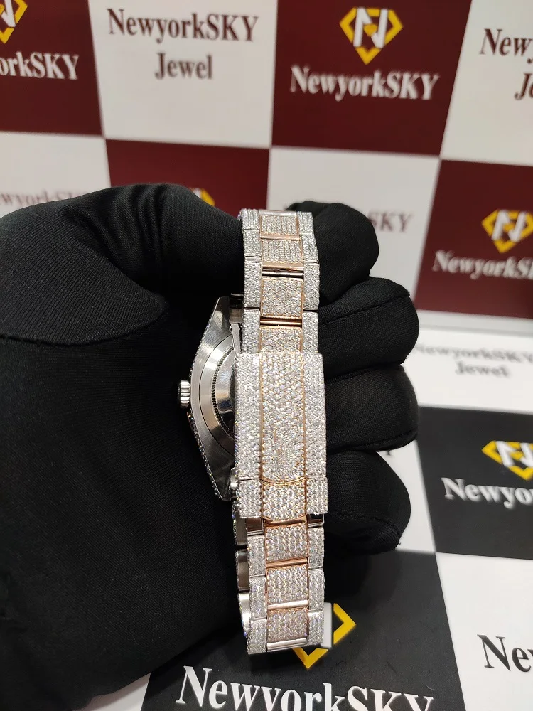 Мужские модные механические часы из нержавеющей стали VVS прозрачность Moissanite Diamond водонепроницаемый Pass тестер для ПК Корпус Стекла