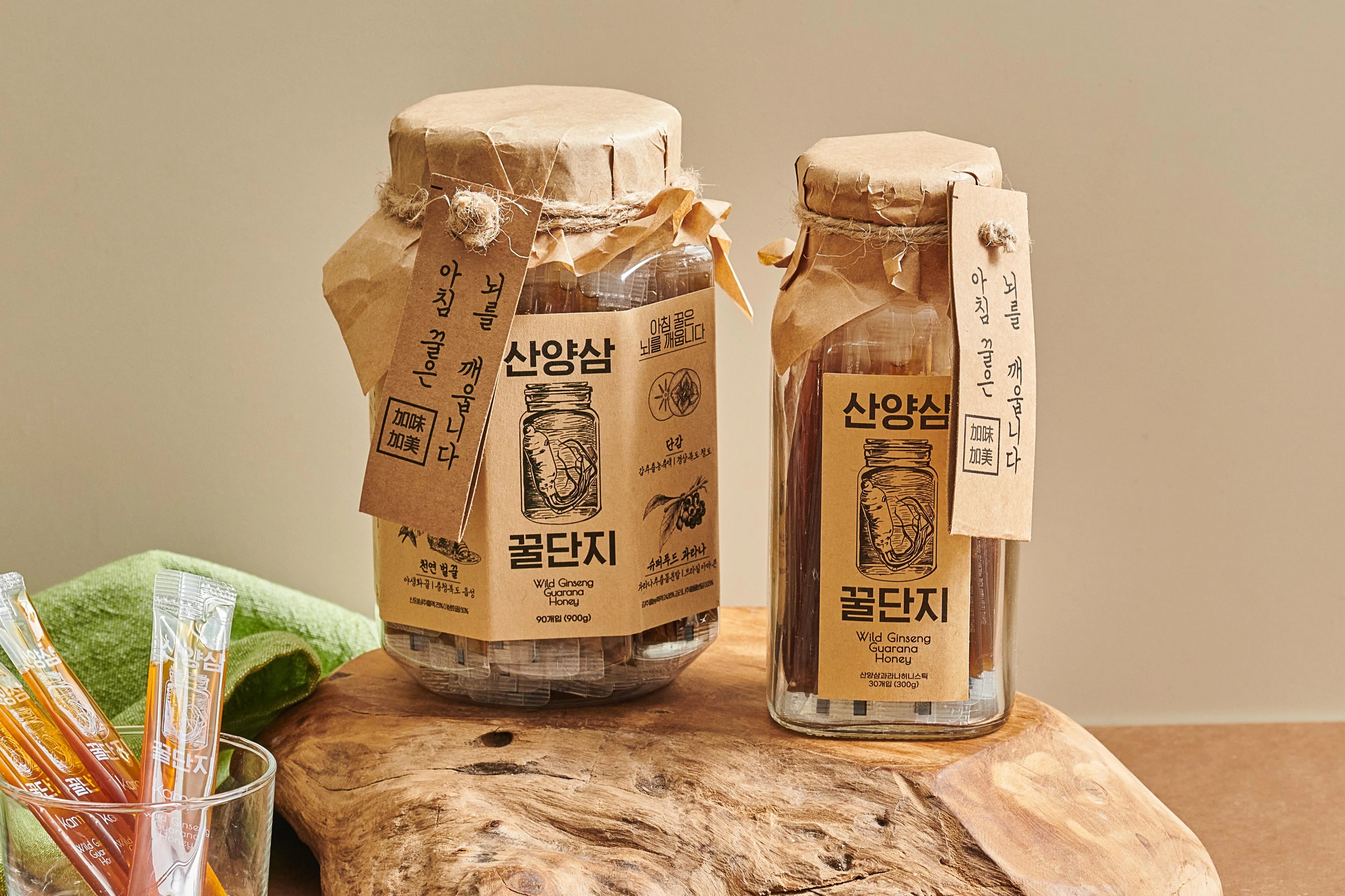 Korean Health Food Organic Freeze Drying Wood Cultivated Wild Ginseng Extracts Guarana Persimmon Honey 10gx90