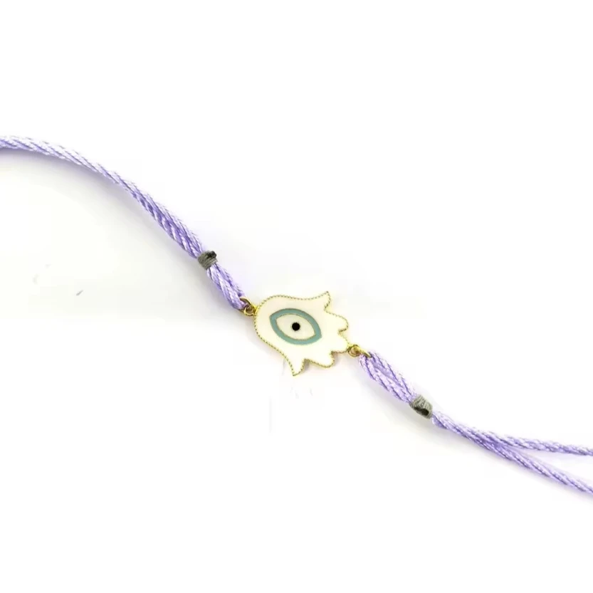 925 Sterling Silver Hamsa Hand Evil Eye Bracelet | Silver Charm Thread Bracelet For Kids| White Hamsa Hand Evil Eye Bracelet