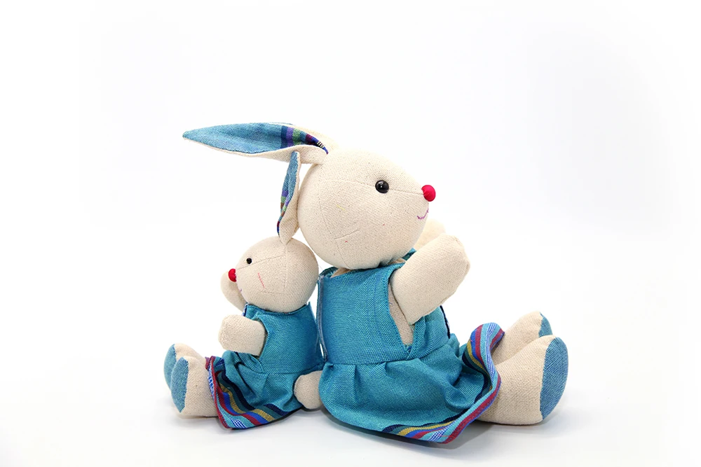 Wholesale Best Price Lovely Cute Design Vietnam Toys PP Cotton Filling Small Rabbit with Traditional Thai Brocade Patterns