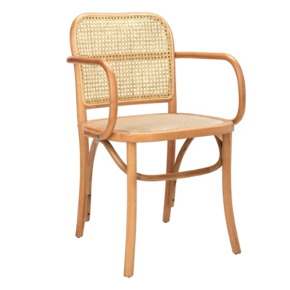 Viet Nam high quality top selling natural handmade wood and rattan arm chair dining chair for kitchen room for kitcby Lac Viet