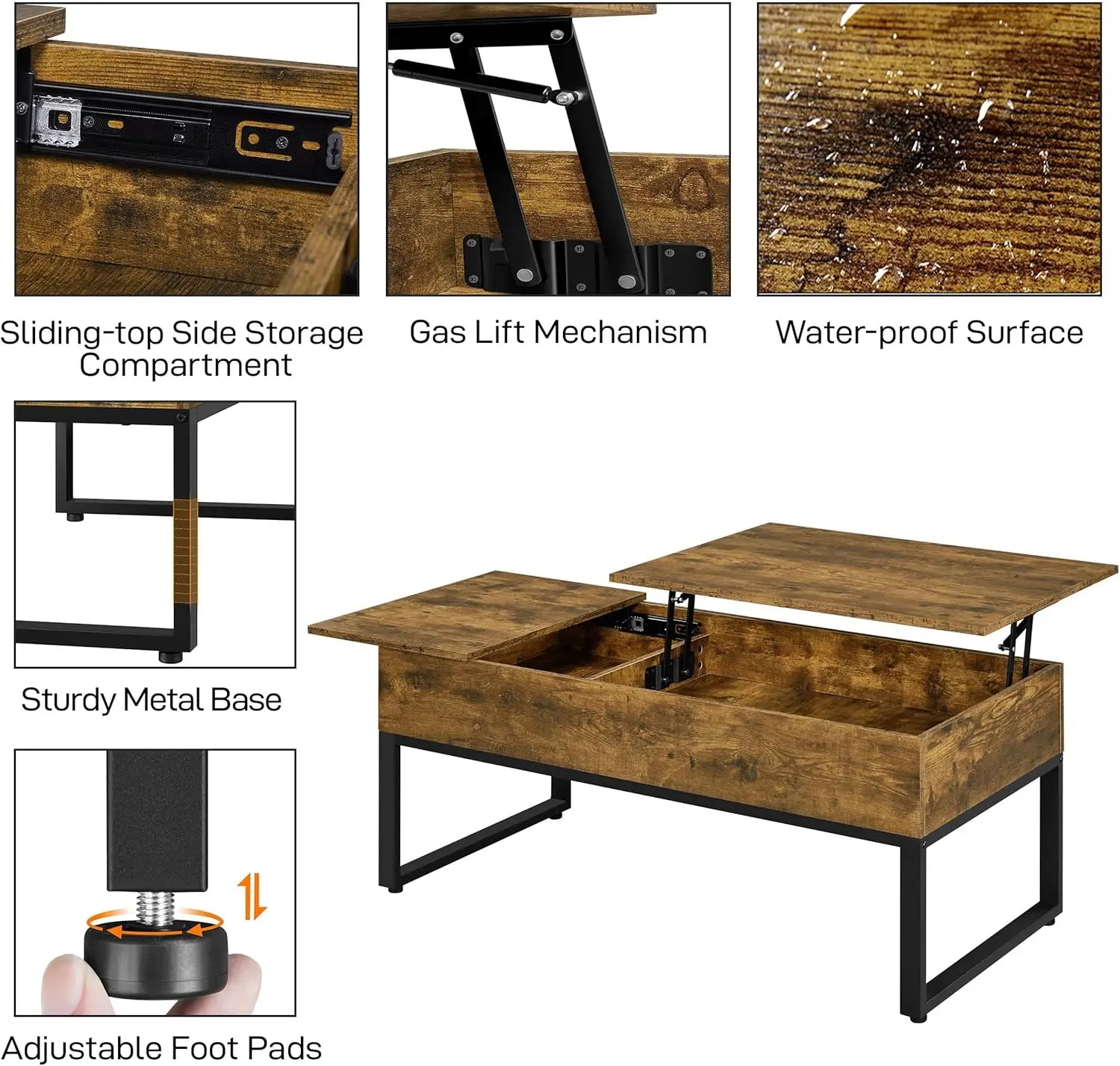 Luxury Nordic Living Room Multifunction Lift Up Coffee Tables Wooden Lift Top Coffee Table With Hidden Compartment