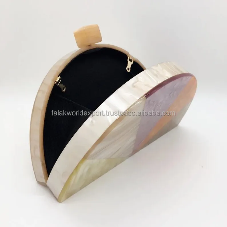 Multicolored Clutch Gold Chain Orange and pink Color Mixed Acrylic Top Quality for Womens From Falak World Export