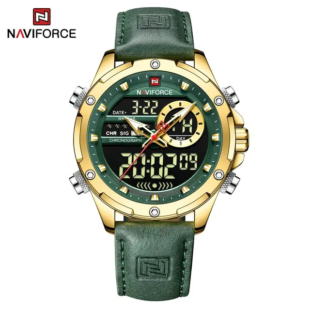 9208 креативные часы NAVIFORCE для мужчин роскошные оригинальные кварцевые спортивные наручные часы мужские водонепроницаемые с кожаным ремешком цифровые аналоговые часы
