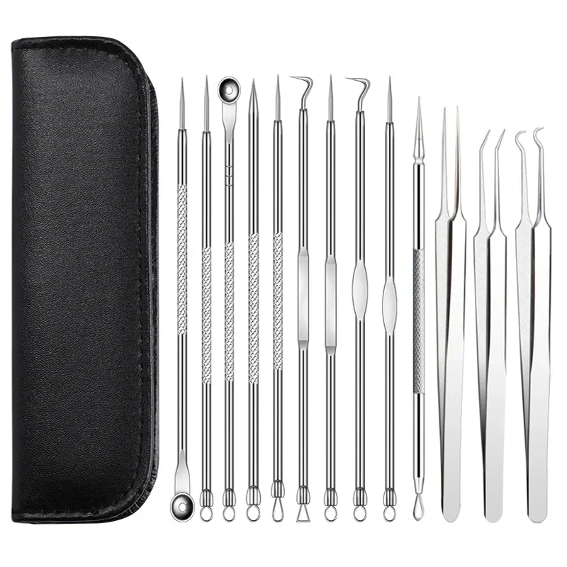 13 Pieces Blackhead Remover Acne Needle Tool Set Face Cleaning Black Dots Pimple Come  Extractor Pore Cleaner Skin Care Products