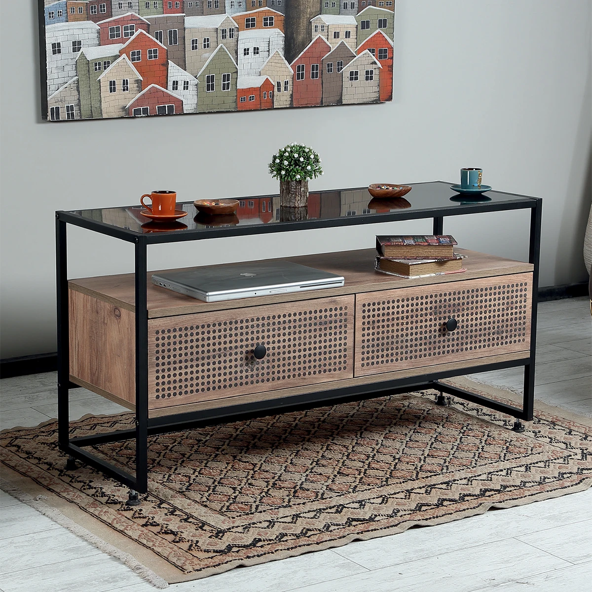 Wood Hotel Furniture Console Television Table Tv Stands Modern Luxury Set console with Cabinet For Living Room