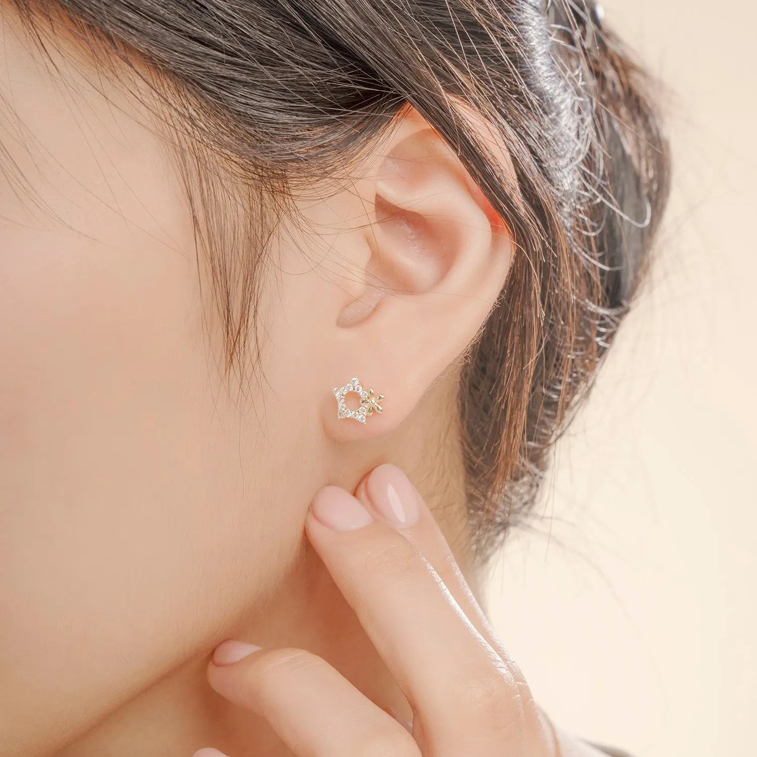 9K,10K,14K,18K solid gold stud earrings small earrings for kids - HTJ brand Vietnam jewelry manufacturer BTPTB332