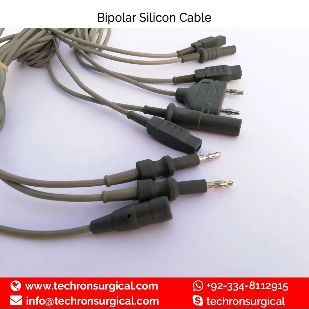 Martin Plug European Flat Reusable Bipolar Forceps Silicon Cable Cord