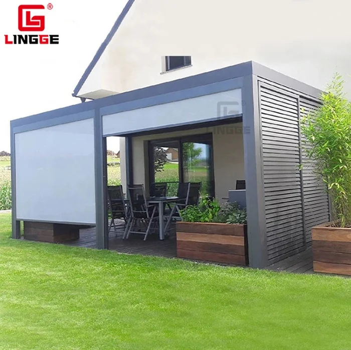 All Season Pergola Gazebo Canopies With Rain And Wind Sensor Patio Cover Bioclimatic System Pergola