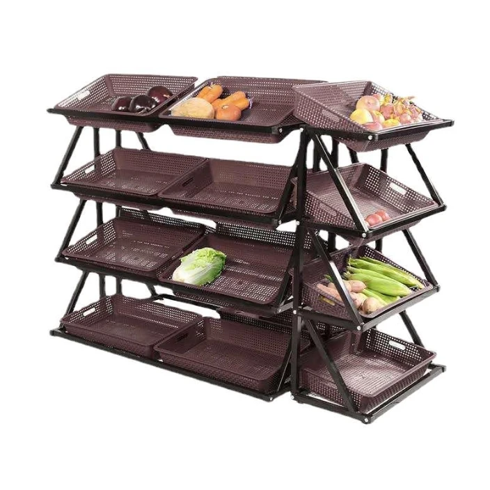 Multi-Layer Display Rack for Supermarket Fruit and Vegetable Shelves for Convenience Store Fruit Store Rack