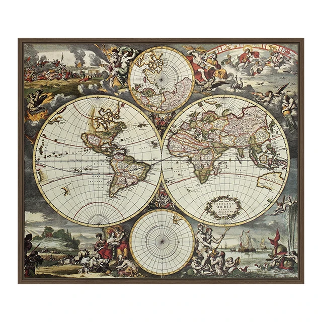 Retro Look Vintage World Map Reusable Durable Polystyrene Material Holds The Surface With Static Electricity