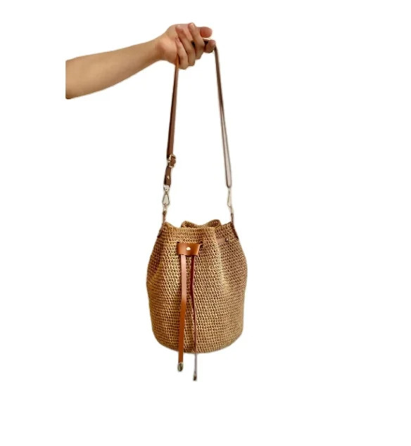 Shoulder bag with Leather Strap  daisies Crochet Macrame Beach Bags Direct From Indian Supplier