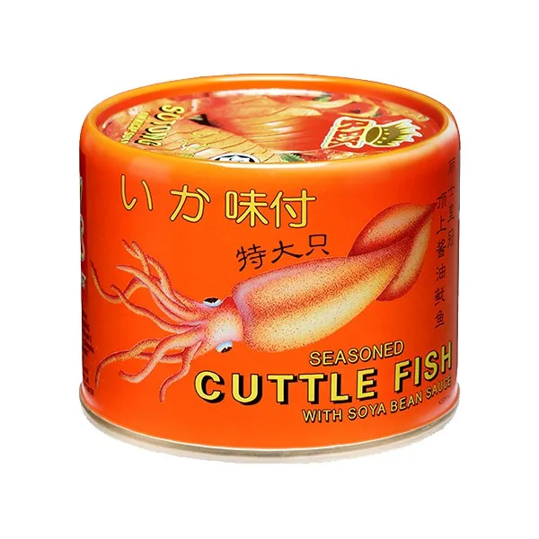 Ready to Eat Whole Cuttlefish Instant Canned Seafood Seasoned with Soya Bean Canned Food Sauce Origin Malaysia