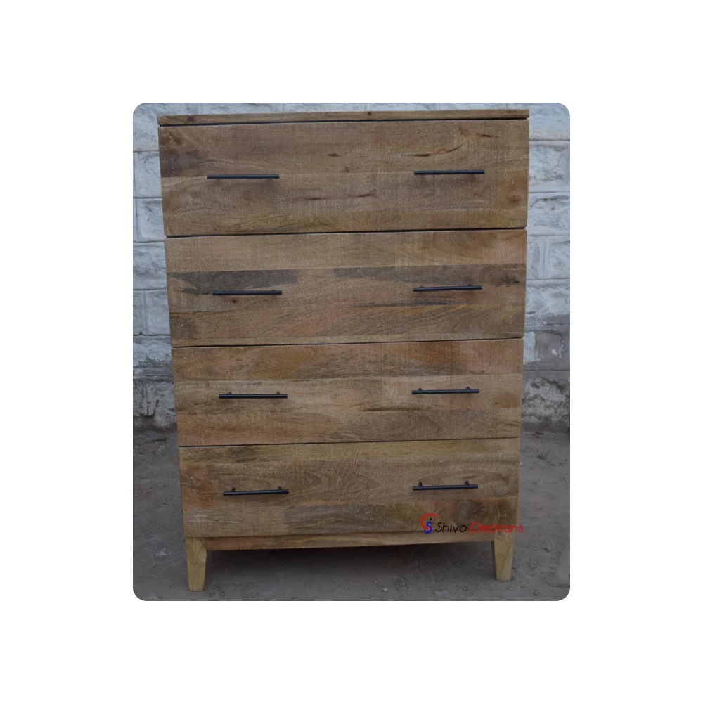 Wooden 4 Drawer Chest Cabinet Cheap Mango Wood Furniture Indoor Modern Wood Furniture Exporter