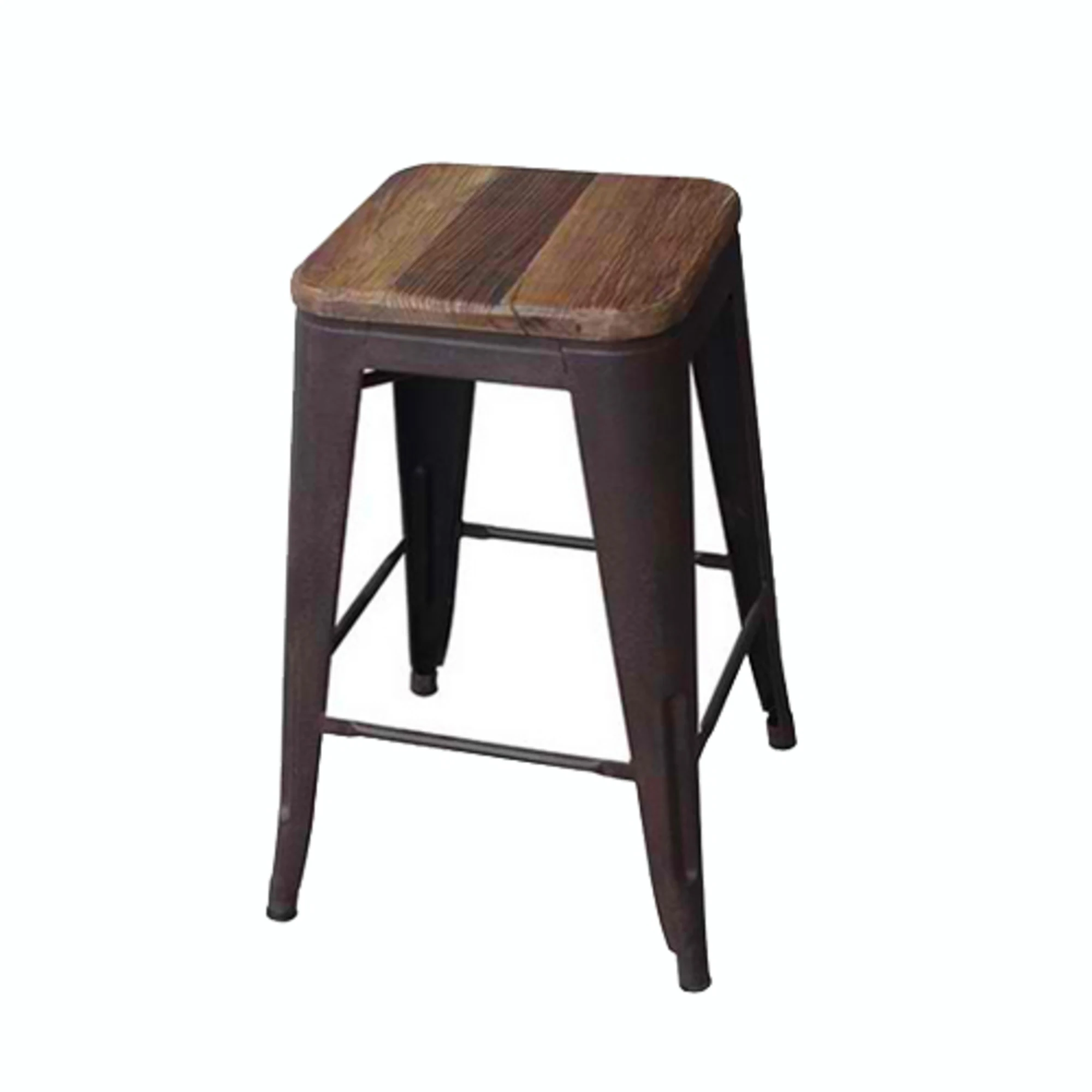 bar stool made of iron frame and solid teak wood seat with high material quality for indoor and outdoor