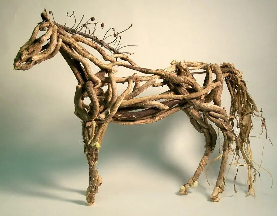 Driftwood horse sculpture